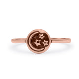 Moon And Star Ring Oxidized 925 Sterling Silver (8mm)