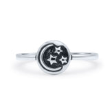 Moon And Star Ring Oxidized 925 Sterling Silver (8mm)