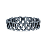 Stackable Iconic Cut Out Open Love Hearts Knot Statement Oxidized Fashion Band Solid 925 Sterling Silver Thumb Ring (4.8mm)
