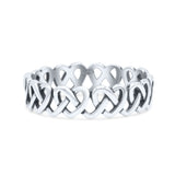 Stackable Iconic Cut Out Open Love Hearts Knot Statement Oxidized Fashion Band Solid 925 Sterling Silver Thumb Ring (4.8mm)
