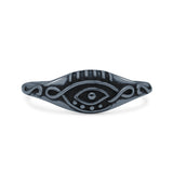 Antique Swirl Egyptian Engraved Evil Eye Oxidized Protection Designer Traditional Band Solid 925 Sterling Silver Thumb Ring (6.6mm)