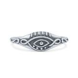 Antique Swirl Egyptian Engraved Evil Eye Oxidized Protection Designer Traditional Band Solid 925 Sterling Silver Thumb Ring (6.6mm)
