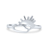 Attractive Sun and Cloud Plain Ring Ring Fascinating Oxidized Solid 925 Sterling Silver Thumb Band (10.4mm)