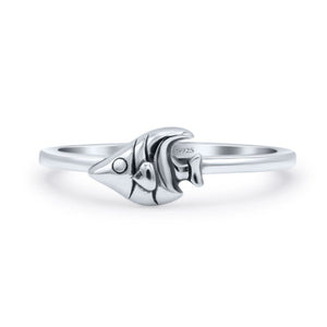Petite Dainty Fish New Designer Vintage Oxidized Band Solid 925 Sterling Silver Thumb Ring (5.8mm)