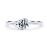 Petite Dainty Fish New Designer Vintage Oxidized Band Solid 925 Sterling Silver Thumb Ring (5.8mm)