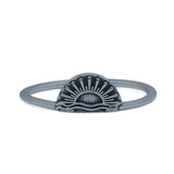 Dainty Tiny Semicircle Sunset Scenery Carved Oxidized Finish Statement Thumb Ring Solid 925 Sterling Silver Band (5.7mm)