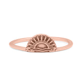 Dainty Tiny Semicircle Sunset Scenery Carved Oxidized Finish Statement Thumb Ring Solid 925 Sterling Silver Band (5.7mm)