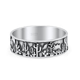 Desert Disign Traditional Oxidized Trending Band Ring Solid 925 Sterling Silver Thumb Ring (7mm)