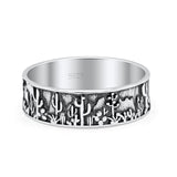 Desert Design Cactus Traditional Oxidized Trending Band Solid 925 Sterling Silver Thumb Ring 7mm