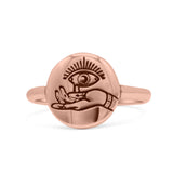 Attractive Eye Design Cultural Artisan Oxidized Fashion Band Solid 925 Sterling Silver Thumb Ring (11.7mm)