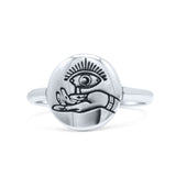 Attractive Eye Design Cultural Artisan Oxidized Fashion Band Solid 925 Sterling Silver Thumb Ring (11.7mm)