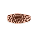 Classic Celtic Triquetra Knot And Valknut Knot Triangle Oxidized Finish Fashion Band Solid 925 Sterling Silver Thumb Ring (8.9mm)