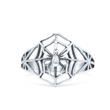 Vintage Cutout Spider Web Stylish Oxidized Statement Band Solid 925 Sterling Silver Thumb Ring (14.5mm)