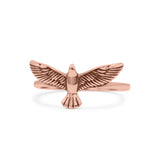 Dainty Sweet Flying Bird Designer Oxidized Statement Band Solid 925 Sterling Silver Thumb Ring (8.5mm)