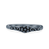 Delicate Elegant Bali Flower Beauty Engraved Oxidized Fashion Band Solid 925 Sterling Silver Thumb Ring (4.6mm)