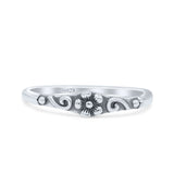 Delicate Elegant Bali Flower Beauty Engraved Oxidized Fashion Band Solid 925 Sterling Silver Thumb Ring (4.6mm)
