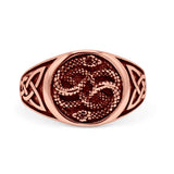 Iconic Celtic Snakes Triquetra Knot Artisan Oxidized Finish Statement Band Solid 925 Sterling Silver Thumb Ring (12mm)