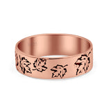 Oak Leaf Engraved Oxidized Band 925 Sterling Silver Thumb Ring (5.7mm)
