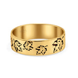 Oak Leaf Engraved Oxidized Band 925 Sterling Silver Thumb Ring (5.7mm)