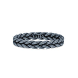 Unique Braided Celtic Criss Cross Weave Oxidized Rope Knot Style Fascinating Band Solid 925 Sterling Silver Thumb Ring (3.2mm)