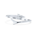 Beautiful Little Dolphin Wrap Around Adjustable Fascinating Oxidized Band Solid 925 Sterling Silver Thumb Ring (7.5mm)