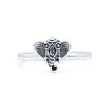 Attractive Elephant Head Face Artisan Animal Statement Oxidized Traditional Band Solid 925 Sterling Silver Thumb Ring (8.8mm)