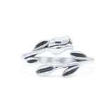 Elegant Rose Flower And Leaves Artisan Adjustable Oxidized Trendy Band Solid 925 Sterling Silver Thumb Ring (10.4mm)