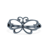 Exquisite Cutout Butterfly Design Oxidized Fashion Band Solid 925 Sterling Silver Thumb Ring (9.6mm)