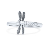 Dragonfly Ring Oxidized Solid 925 Sterling Silver  (12.9mm)