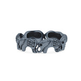 Eternity Rounded Seven Elephants Designer Oxidized Finish Animal Fashion Band Solid 925 Sterling Silver Thumb Ring (5.7mm)