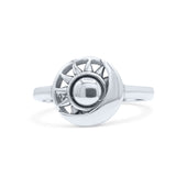 Iconic Crescent Moon And Sun Engraved Fashion Oxidized Statement Band Solid 925 Sterling Silver Thumb Ring (9.8mm)