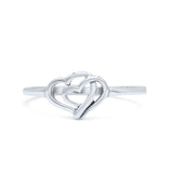 Dainty Infinity Casual Chic Double Heart Minimalist Oxidized Fashion Band Solid 925 Sterling Silver Thumb Ring (8.3mm)