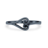Traditional Art Deco Heart Shaped Design Ring Band Thumb Ring (7.2mm)