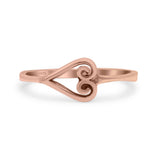 Traditional Art Deco Heart Shaped Design Ring Band Thumb Ring (7.2mm)