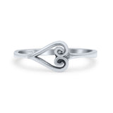 Traditional Art Deco Heart Shaped Design Ring Band Thumb Ring (7.2mm)