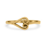 Traditional Art Deco Heart Shaped Design Ring Band Thumb Ring (7.2mm)