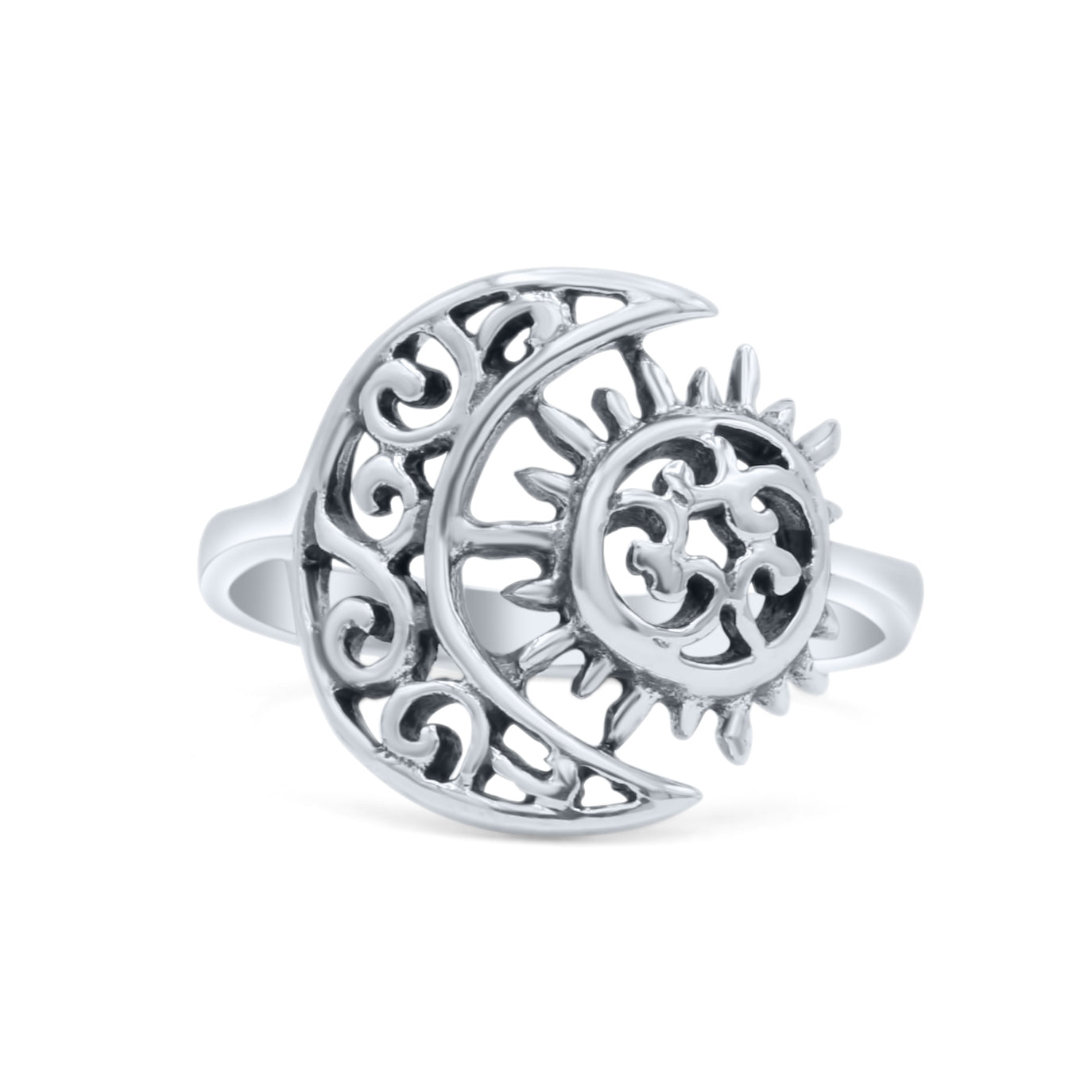 Sterling Silver Crescent Moon Filigree Ring Sterling Silver Crescent Moon Filigree Ring