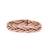 Dainty Braided Celtic Weave Rope Knot Handmade Design Oxidized Band Solid 925 Sterling Silver Thumb Ring (3.6mm)