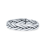 Dainty Braided Celtic Weave Rope Knot Handmade Design Oxidized Band Solid 925 Sterling Silver Thumb Ring (3.6mm)