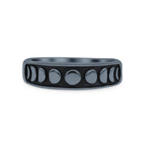 Handmade Vintage Crescent And Full Moon Phases Statement Style Trending Oxidized Band Thumb Ring (5.6mm)
