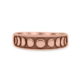 Handmade Vintage Crescent And Full Moon Phases Statement Style Trending Oxidized Band Thumb Ring (5.6mm)