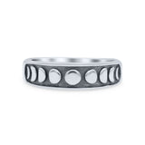 Handmade Vintage Crescent And Full Moon Phases Statement Style Trending Oxidized Band Thumb Ring (5.6mm)