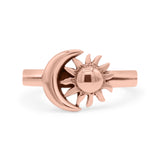 Celestial Sun & Moon Fashionable Universe Cute Oxidized Band Thumb Ring (10.1mm)