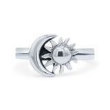 Celestial Sun & Moon Fashionable Universe Cute Oxidized Band Thumb Ring (10.1mm)
