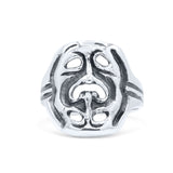 Superb Tragedy and Comedy Drama Masks Engraved Statement Oxidized Band Solid 925 Sterling Silver Thumb Ring (17.8mm)