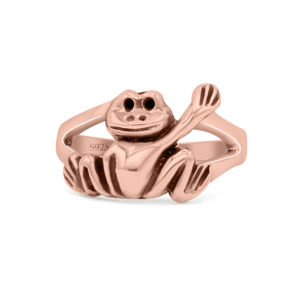 Dainty Smiling Frog Petite Filigree Animal Custom Oxidized Band Solid ...