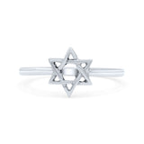 Classic Petite Open Star Of David Inspired Thumb Ring Band (8.7mm)