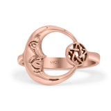 Celestial Moon Phase Magic Of The Moon Pendant Art Oxidized Ring Band Thumb Ring (13.9mm)