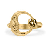 Celestial Moon Phase Magic Of The Moon Pendant Art Oxidized Ring Band Thumb Ring (13.9mm)