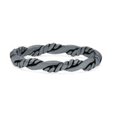 Braided Twisted Rope Dainty Double Band Oxidized Band Thumb Ring (2.8mm)